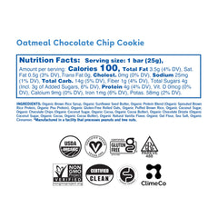 GoMacro Kids Oatmeal Chocolate Chip Bar close-up shows ingredients and plant-based protein.