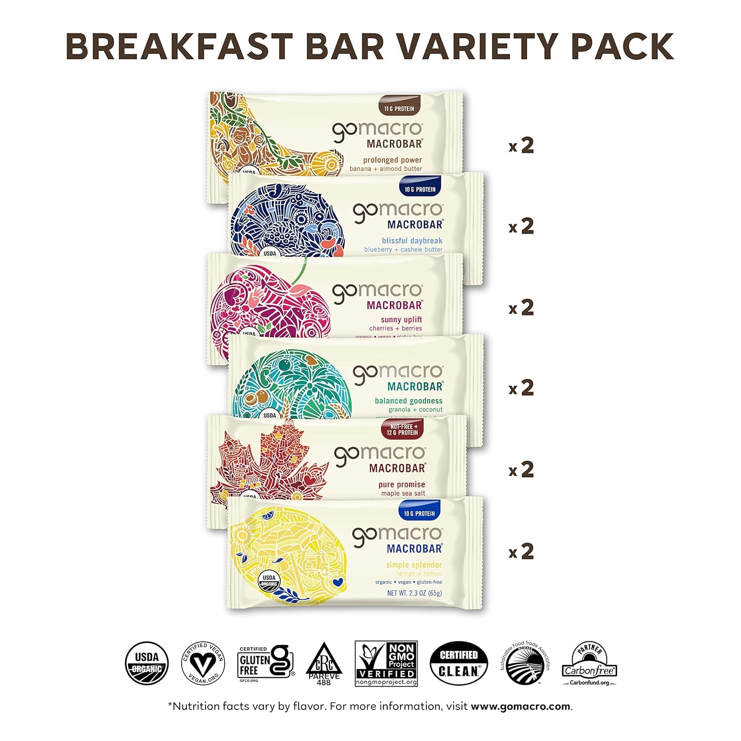 GoMacro Macrobar Breakfast Cherries Berries, portable fruity flavor for busy days