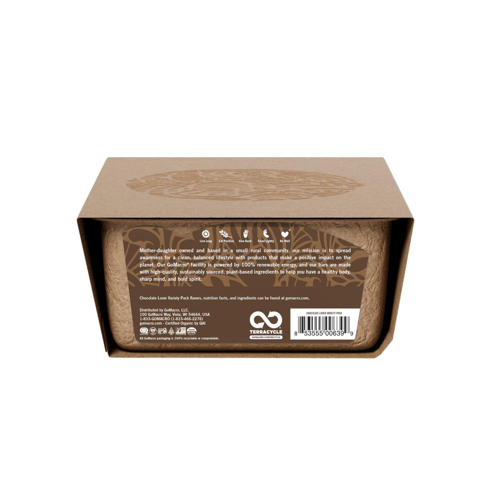 GoMacro Double Chocolate Peanut Butter Chips bar, indulgent bite for mindful snacking