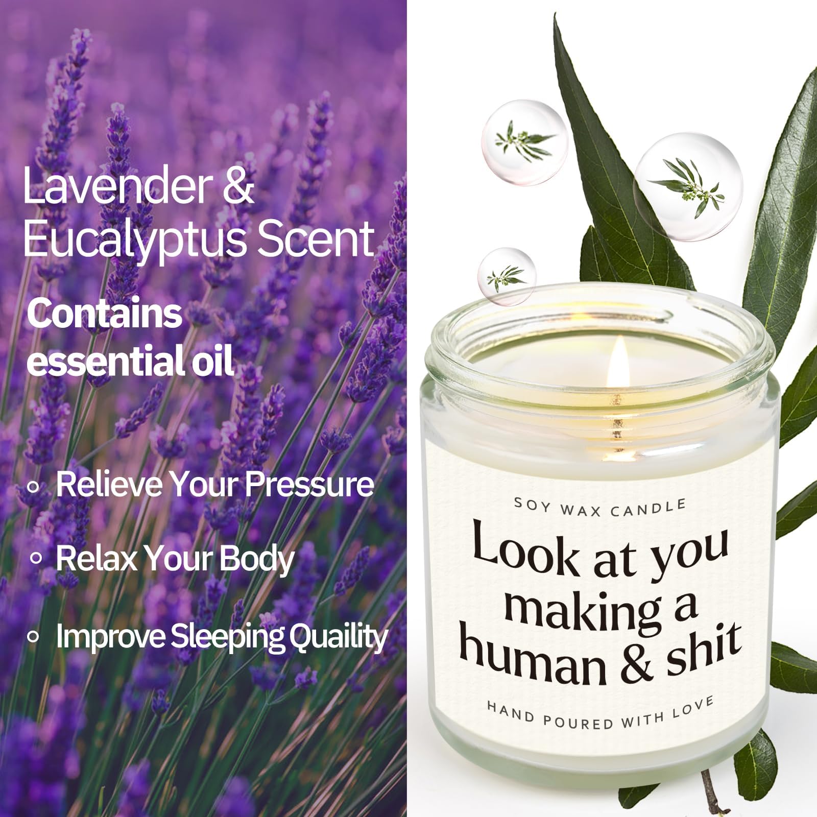 GoMelley soy wax candle 7 oz for long, cozy evenings
