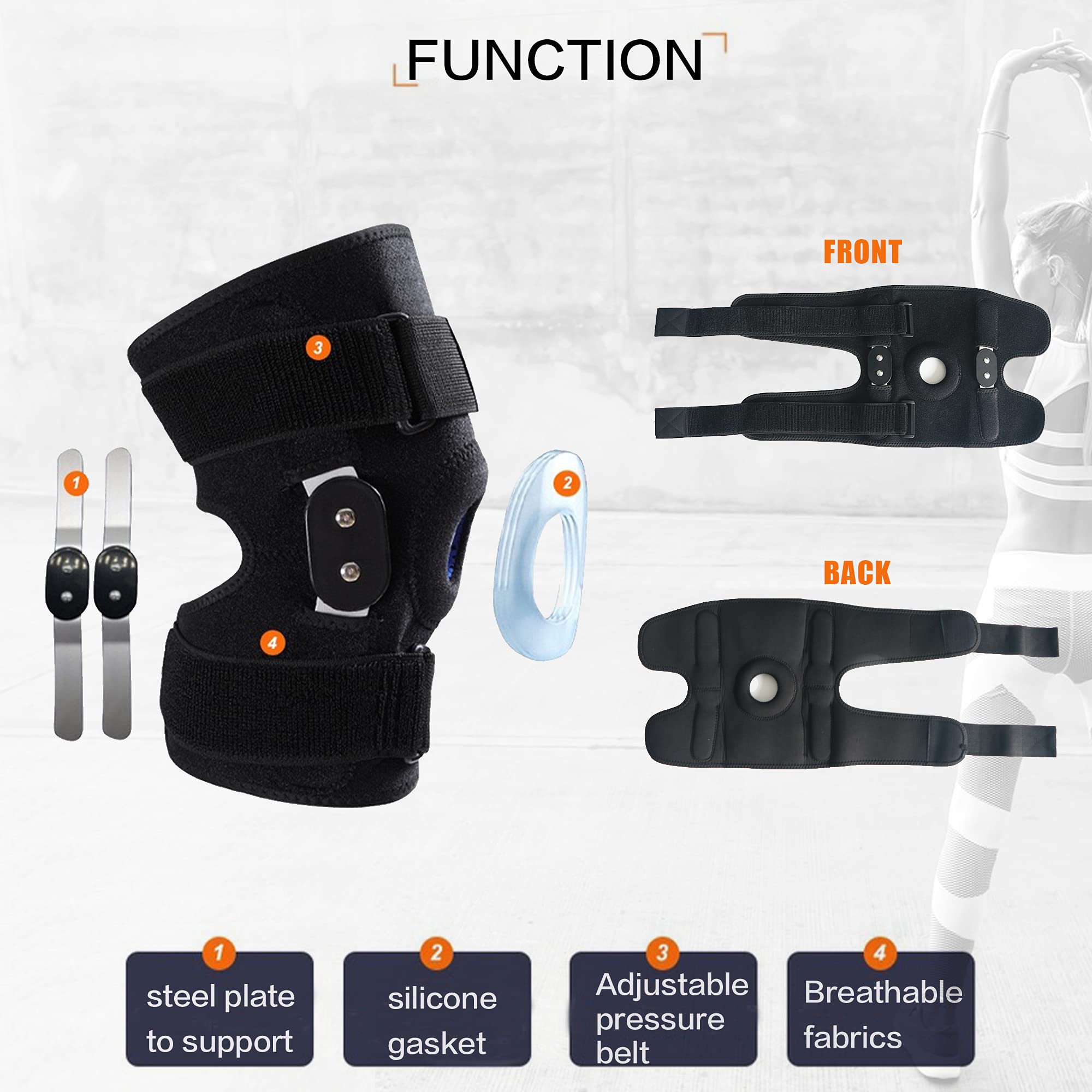 GONAIREY breathable mesh fabric knee brace for cool wear