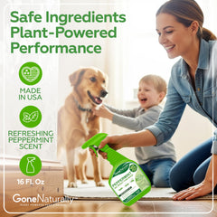 GoneNaturally Peppermint Oil Spray baseboards applies to baseboards and repels crawling pests.