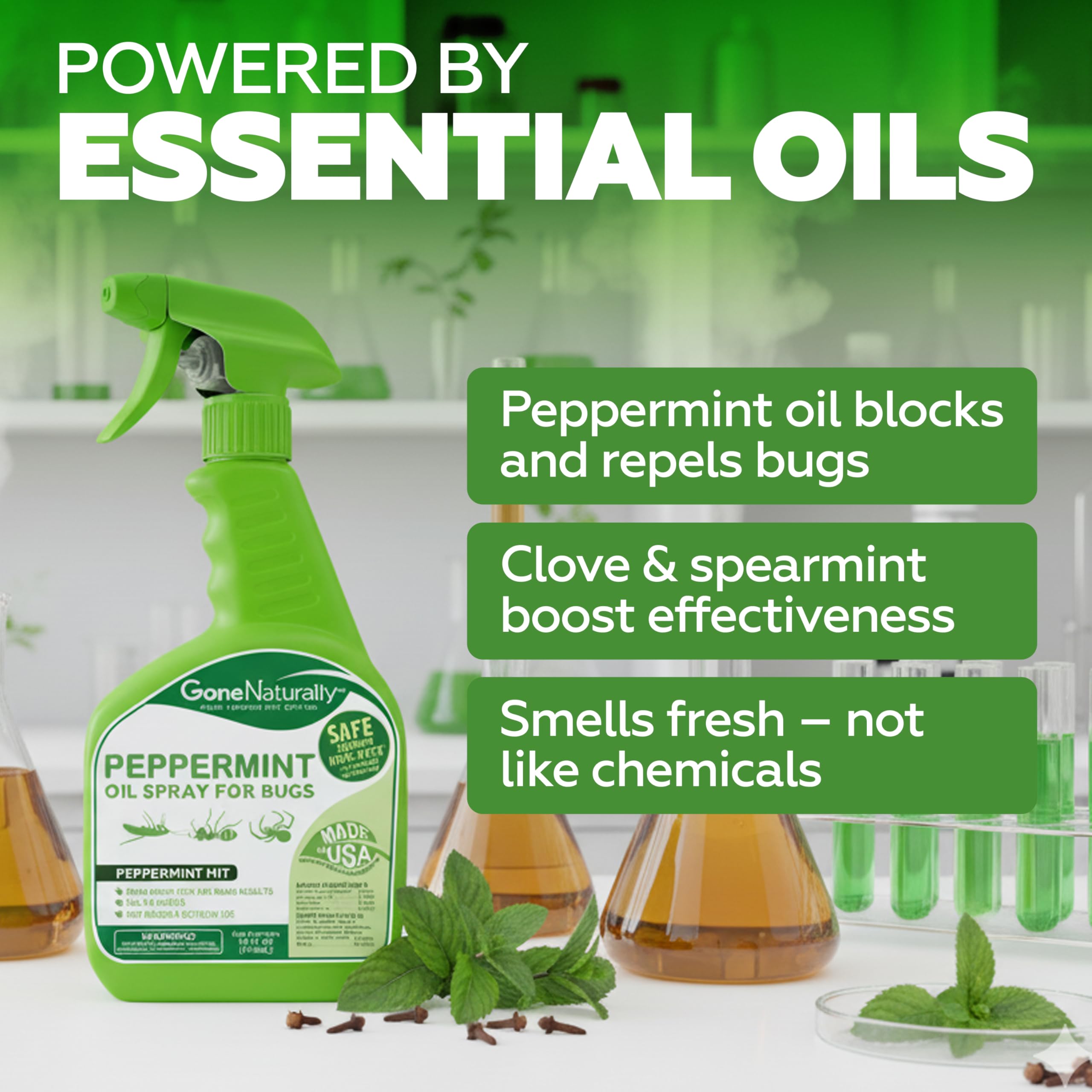 GoneNaturally Peppermint Oil Spray kitchen use provides pet-safe pest protection.