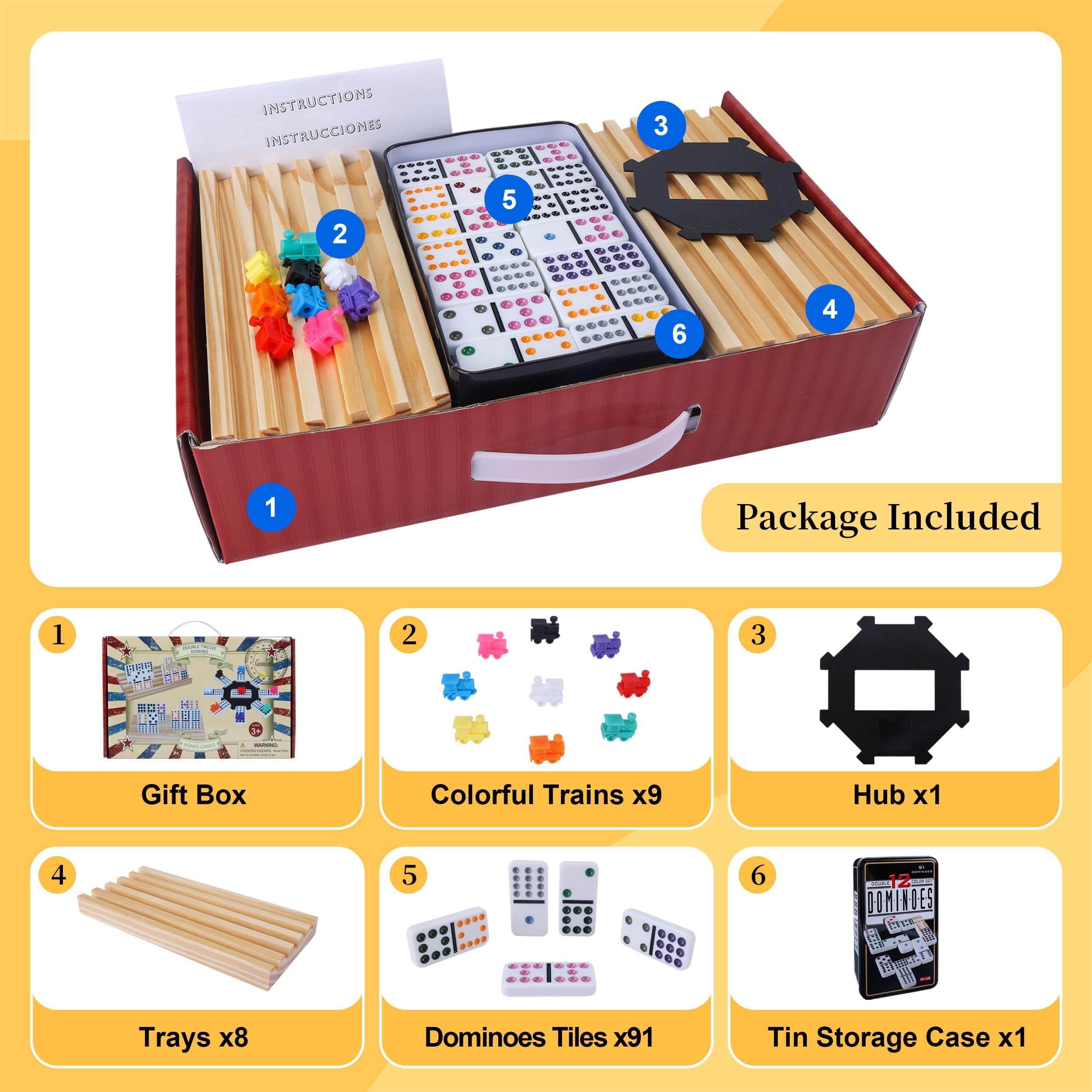 Gonoelec tin case keeps dominoes organized and protected.