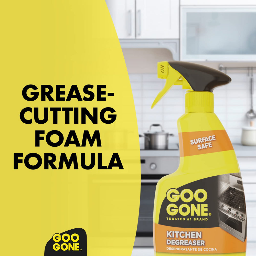 Baked on food loosens with Goo Gone Degreaser foam
