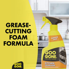 Baked on food loosens with Goo Gone Degreaser foam