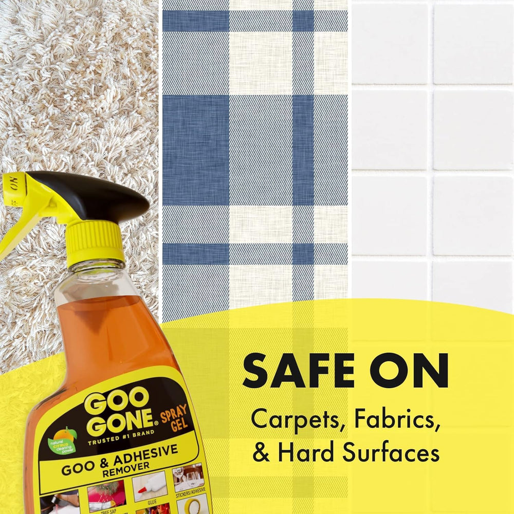 Goo Gone gel on kitchen grease demonstrates deep-clean action and quick break down.