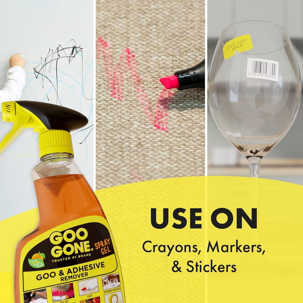 Goo Gone gel on glass demonstrates drip-free precision.