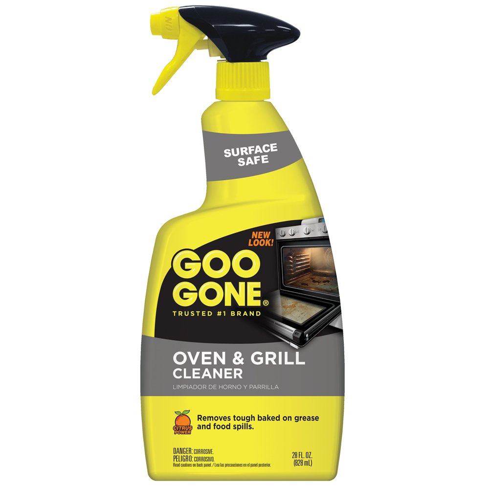 Goo Gone Oven and Grill Cleaner bottle ready for spray to tackle grease