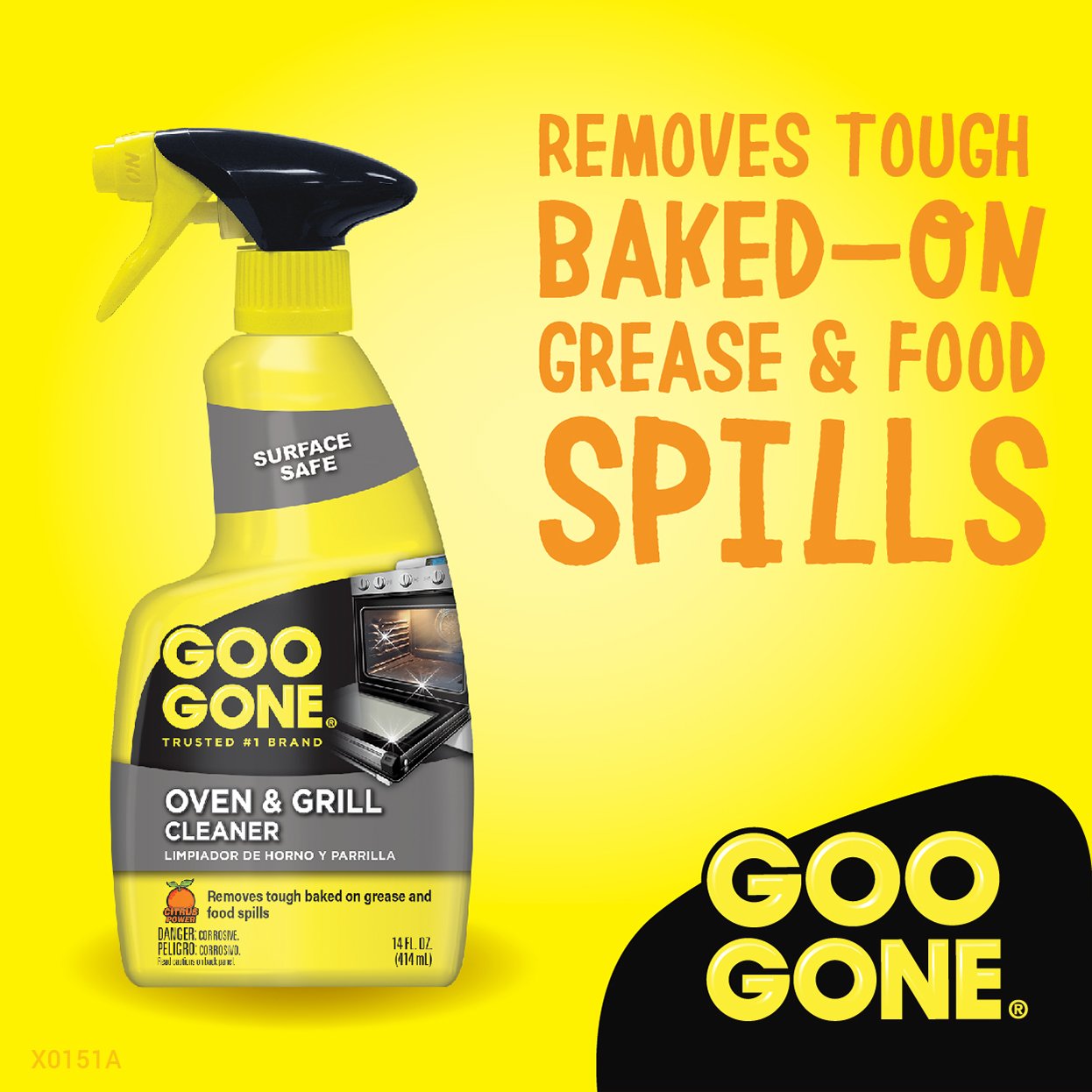 Goo Gone Oven-Grill Cleaner grill rack close-up shows grease dissolving.