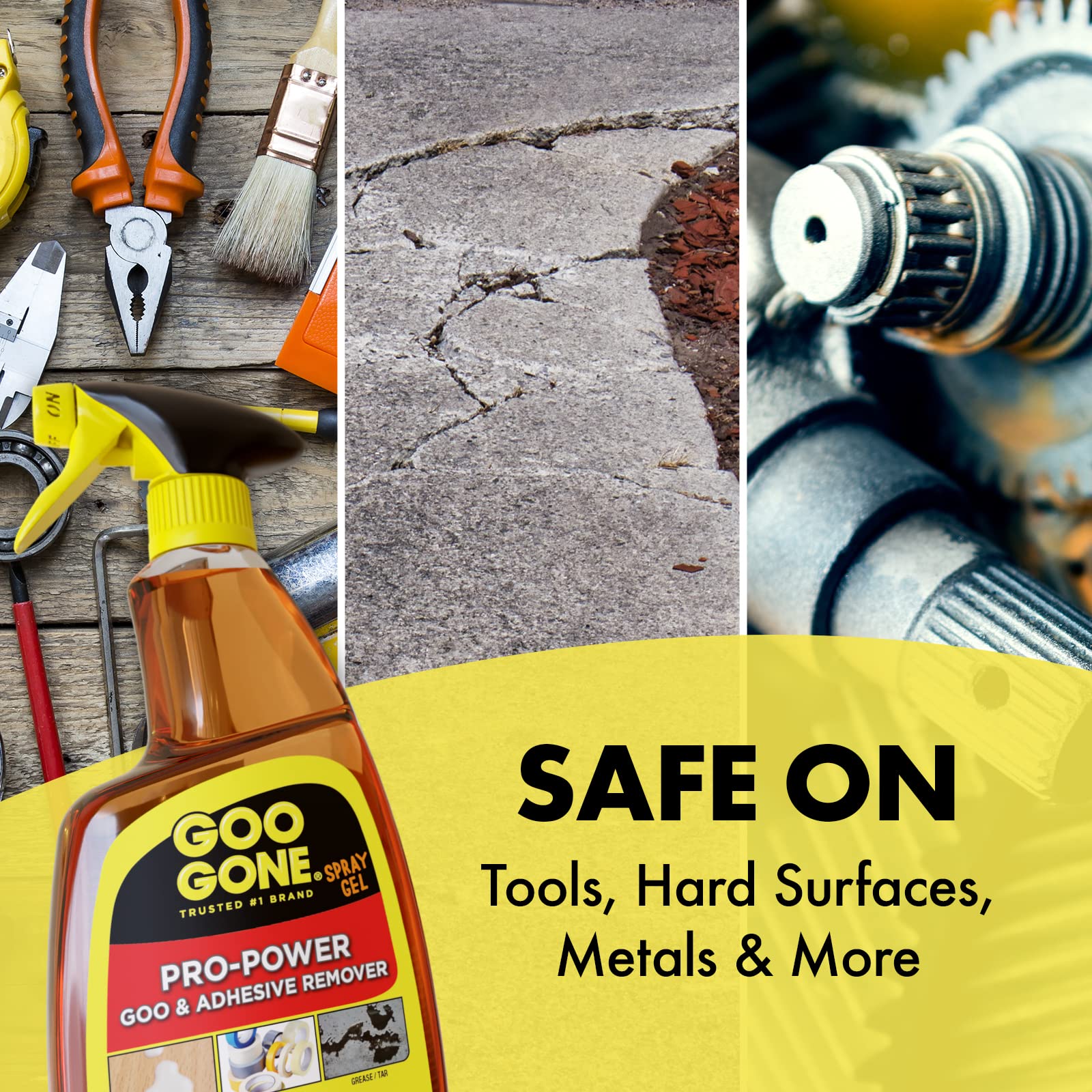 Goo Gone Pro-Power gel cleans grime from metal tools safely