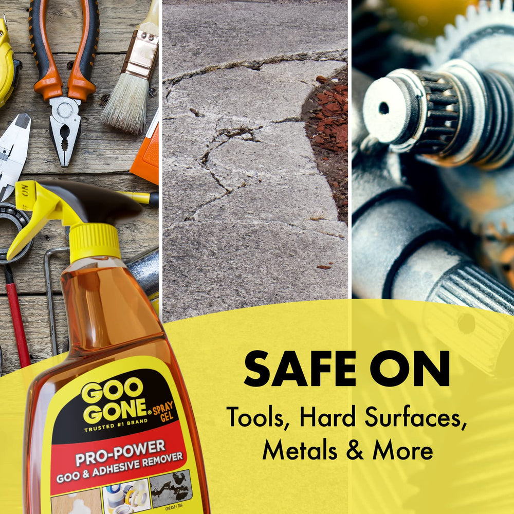 Goo Gone Pro-Power gel cleans grime from metal tools safely