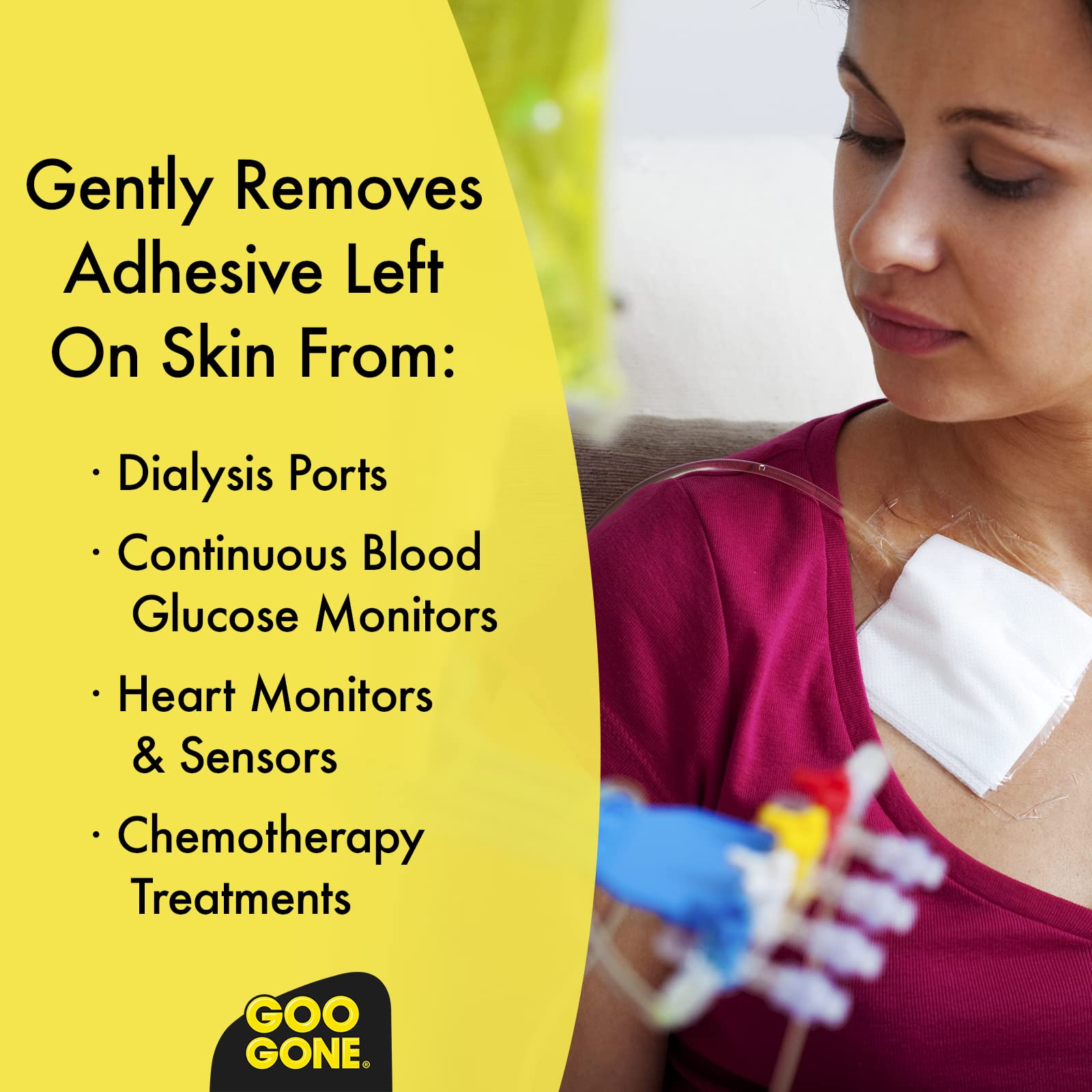 Goo Gone Skin Adhesive Remover applied on arm showing gentle, residue-free removal