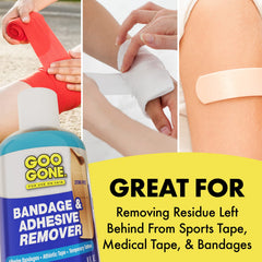 Goo Gone Skin Adhesive Remover label closeup highlighting sting-free formula