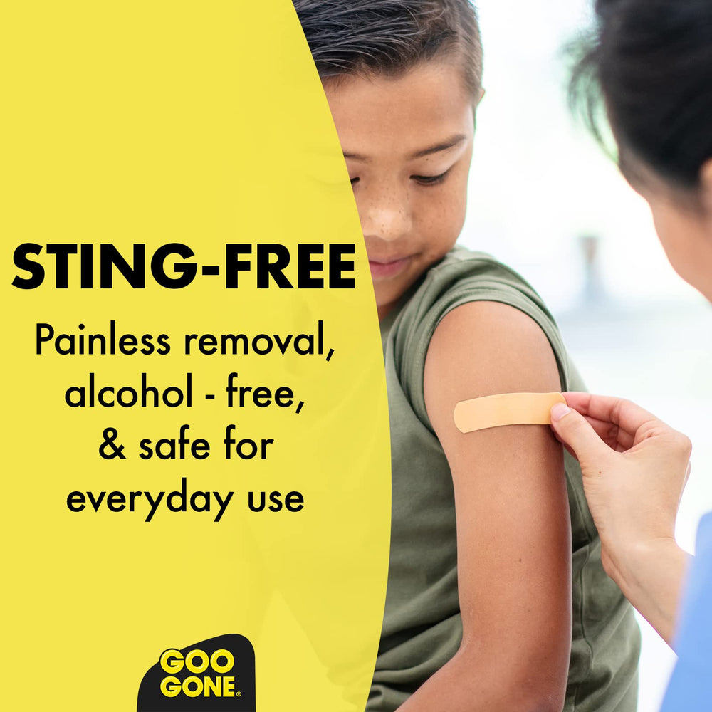 Goo Gone Skin Adhesive Remover packaging box communicates safety and eligibility