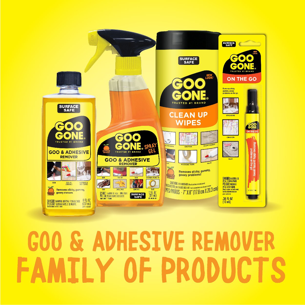 Drip-free Goo Gone Gel applied on a vertical surface for controlled removal.