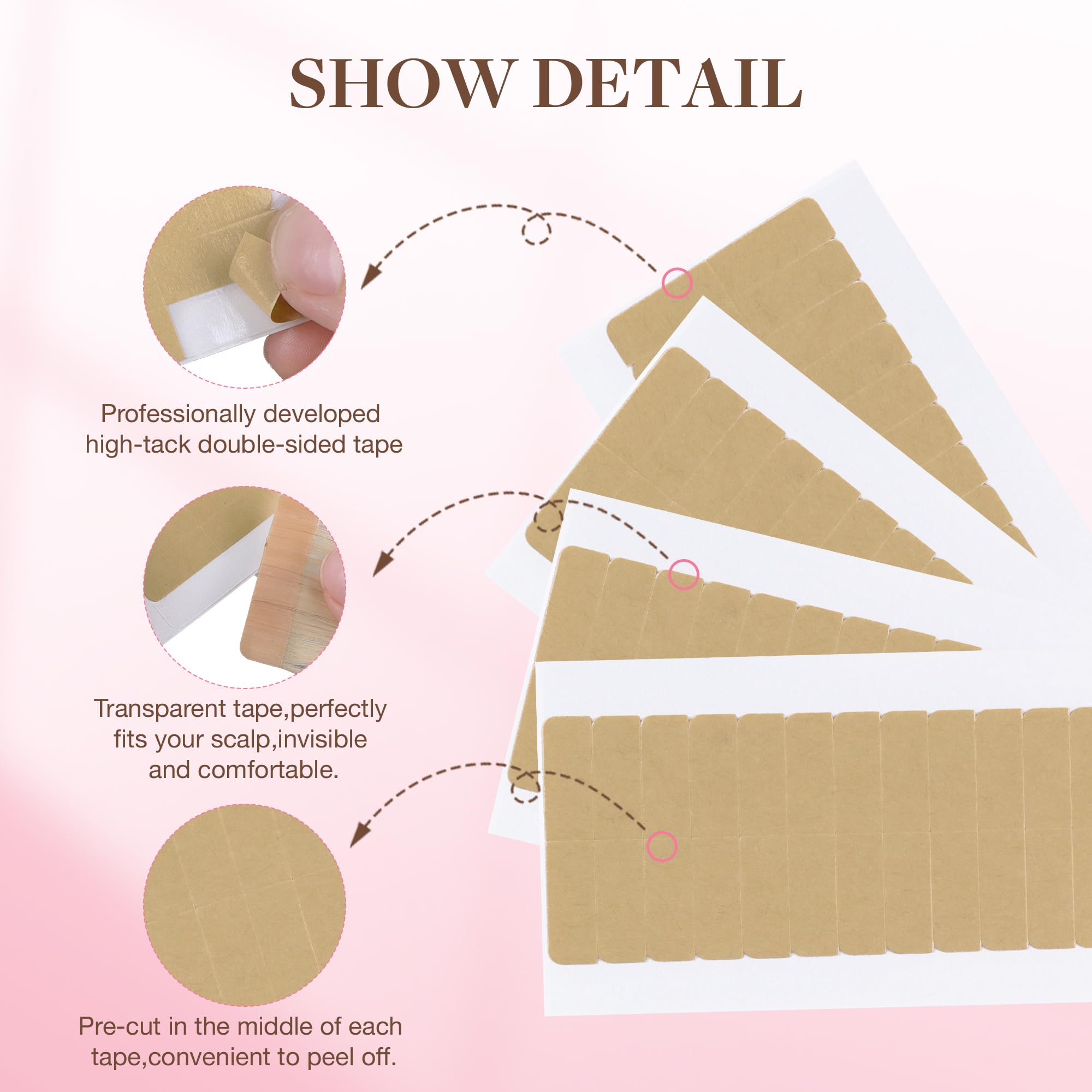 Goo GOO hair extension tape pre-cut peel demonstrates easy application.