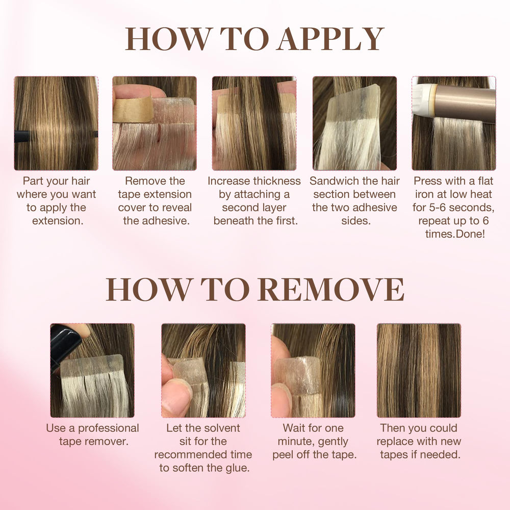 Goo GOO hair extension tape removal with remover shows professional process.