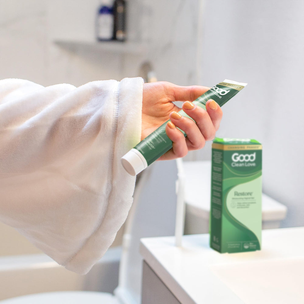 2-pack display of Good Clean Love Restore offering ongoing comfort