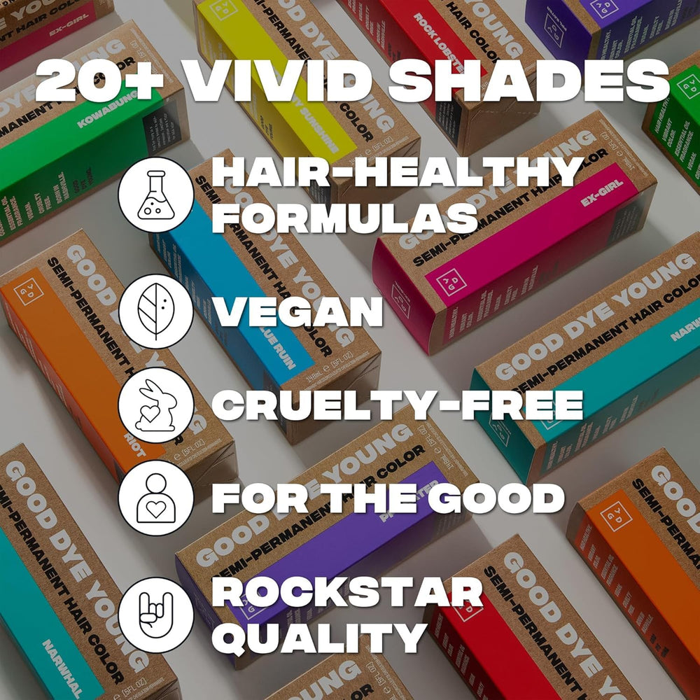 Good Dye Young packaging highlights vegan and cruelty-free formula.