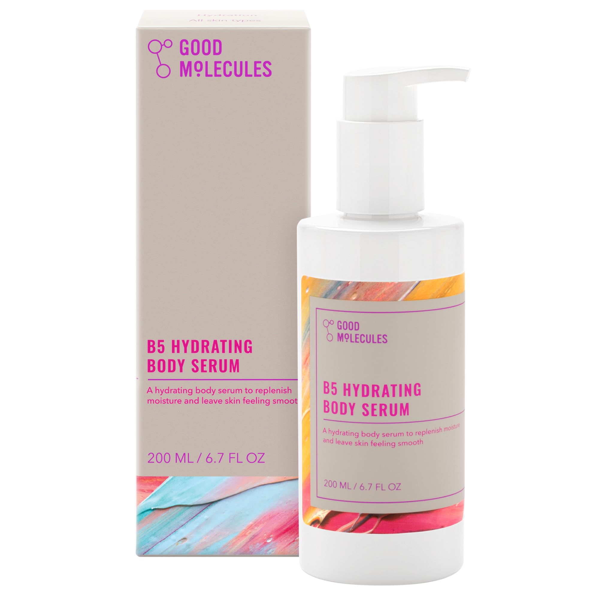 Good Molecules B5 Hydrating Body Serum bottle with quick-absorb formula.