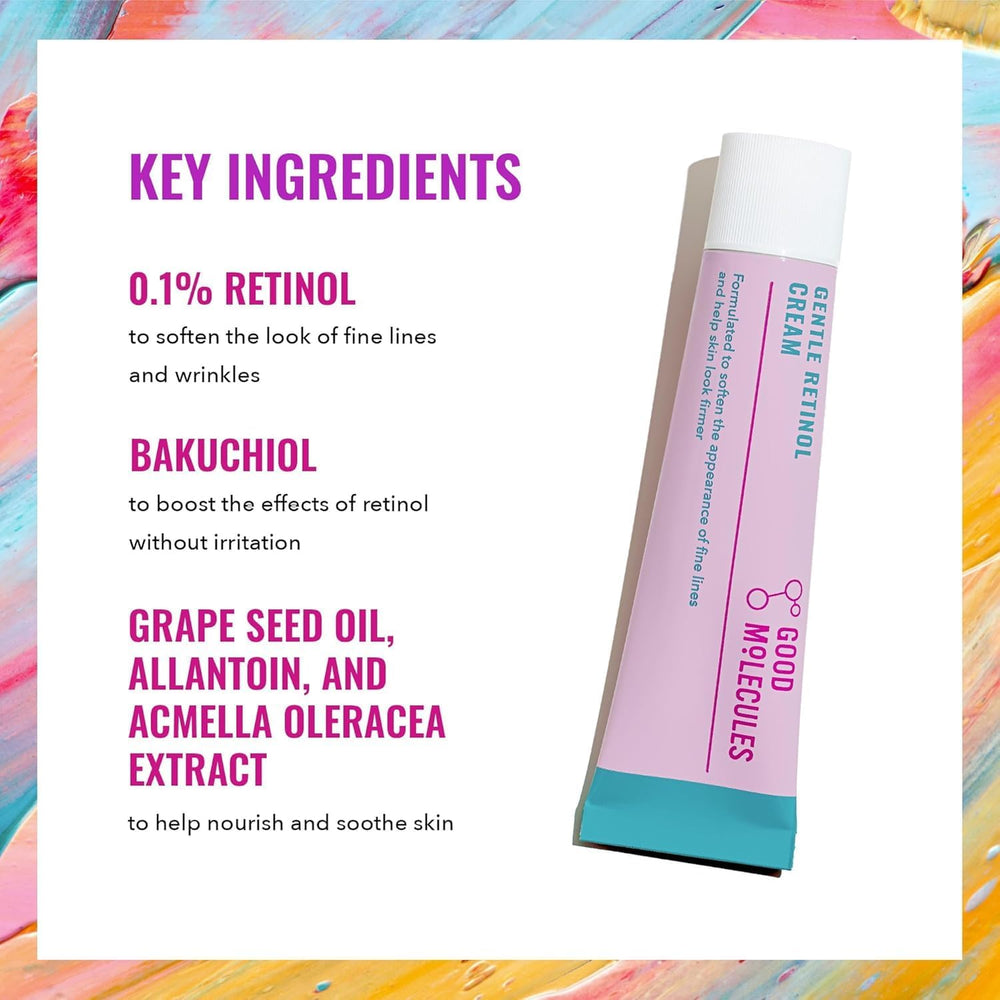 Good Molecules Gentle Retinol Cream 30 ml Pack 2 bottle closeup reveals light texture.