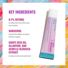 Good Molecules Gentle Retinol Cream 30 ml Pack 2 bottle closeup reveals light texture.