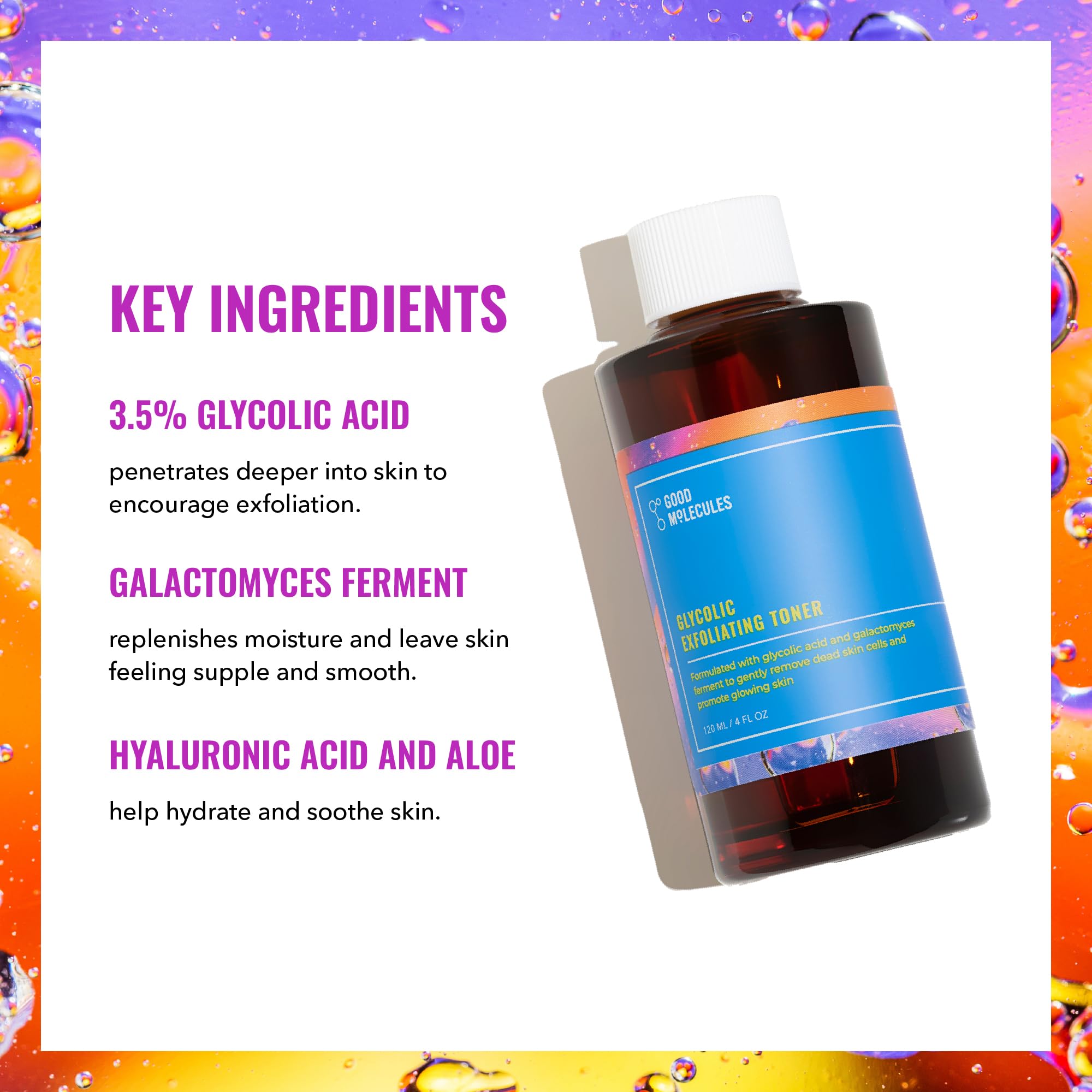 Good Molecules Glycolic Exfoliating Toner texture closeup showing milky liquid and gentle renewal