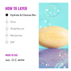 Good Molecules Hydrate & Cleanse Bar sweet almond oil nourishes and conditions.