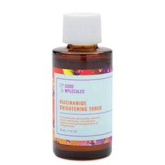 Close-up of Good Molecules Niacinamide Brightening Toner label showing ingredients.