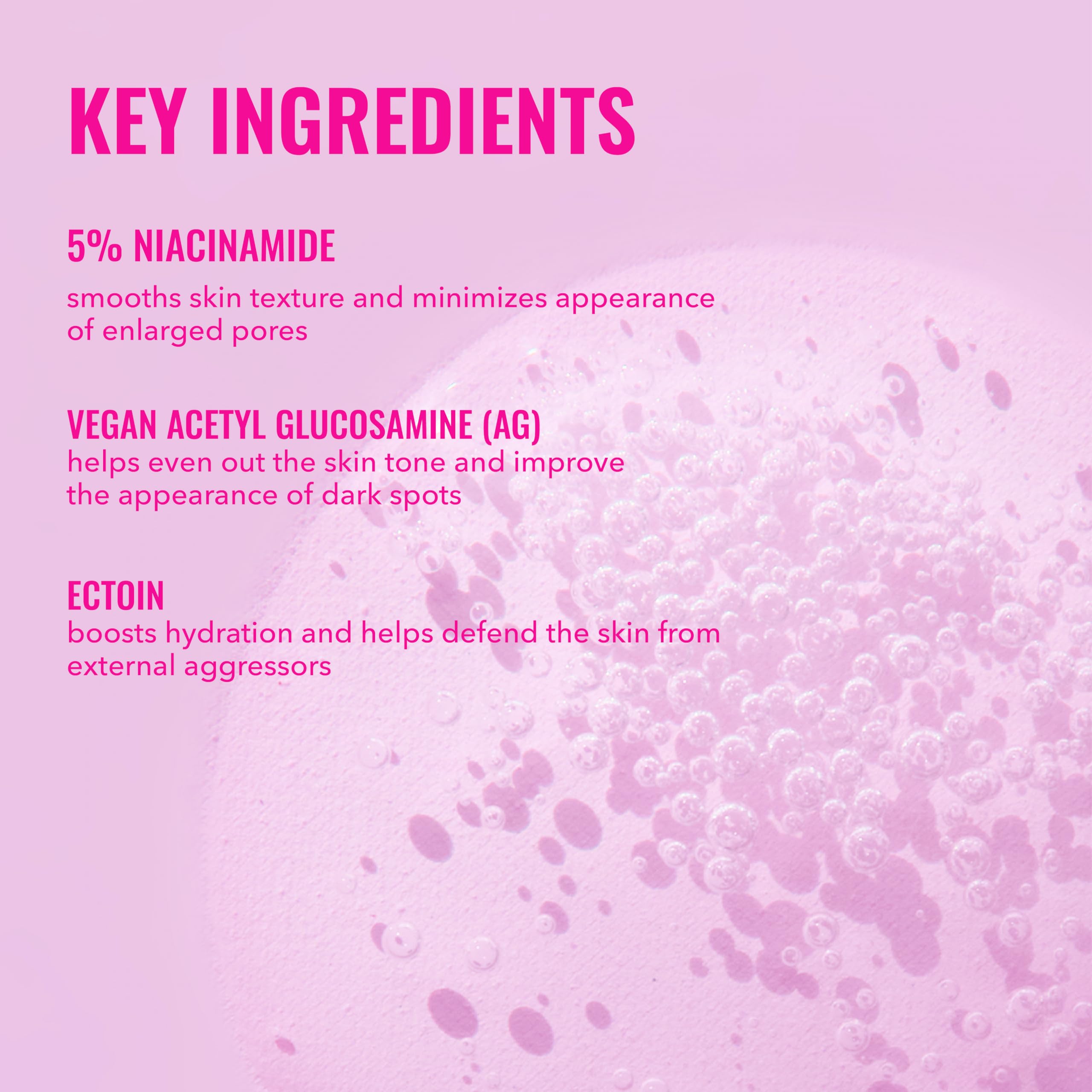 Good Molecules Niacinamide Serum with Ectoin texture swirl on surface.