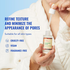 Good Molecules Niacinamide Serum Pack 2 bottle label close-up shows 10% Niacinamide.