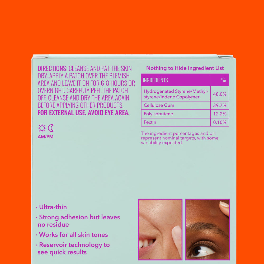 Absorbent hydrocolloid action on blemishes overnight