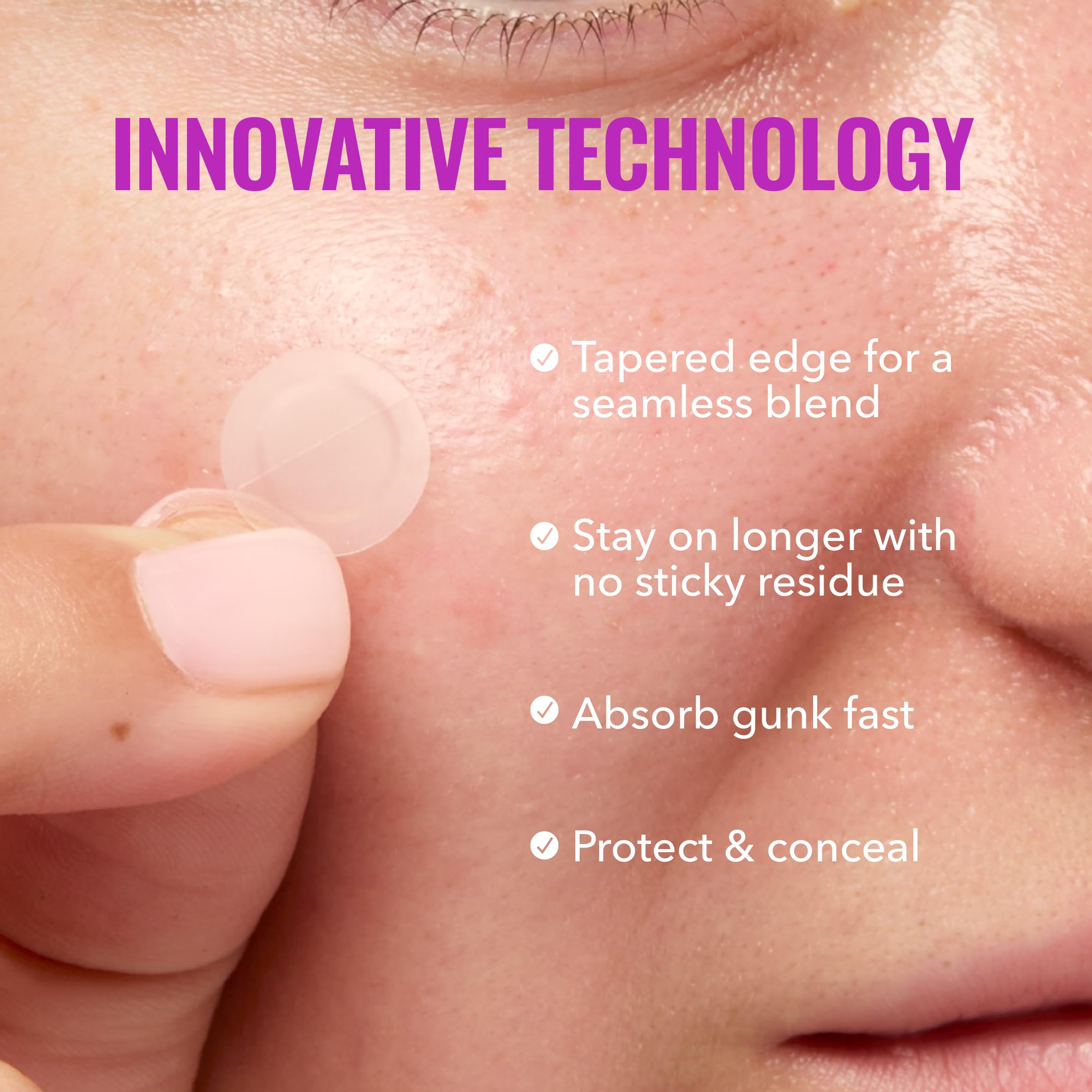Patches layered under makeup for a smooth finish