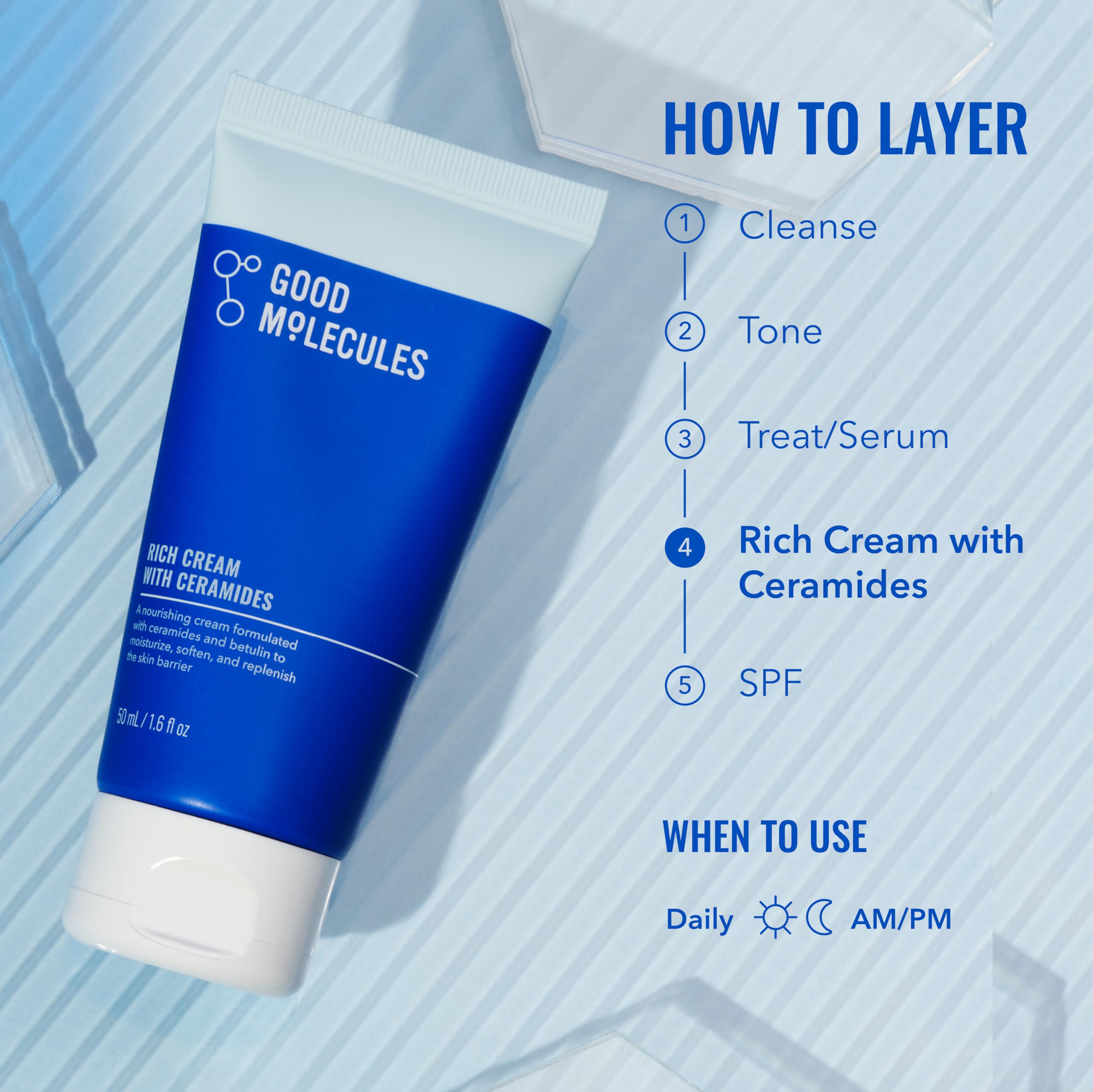 Good Molecules Rich Cream absorbed quickly leaving non-greasy moisture and softness
