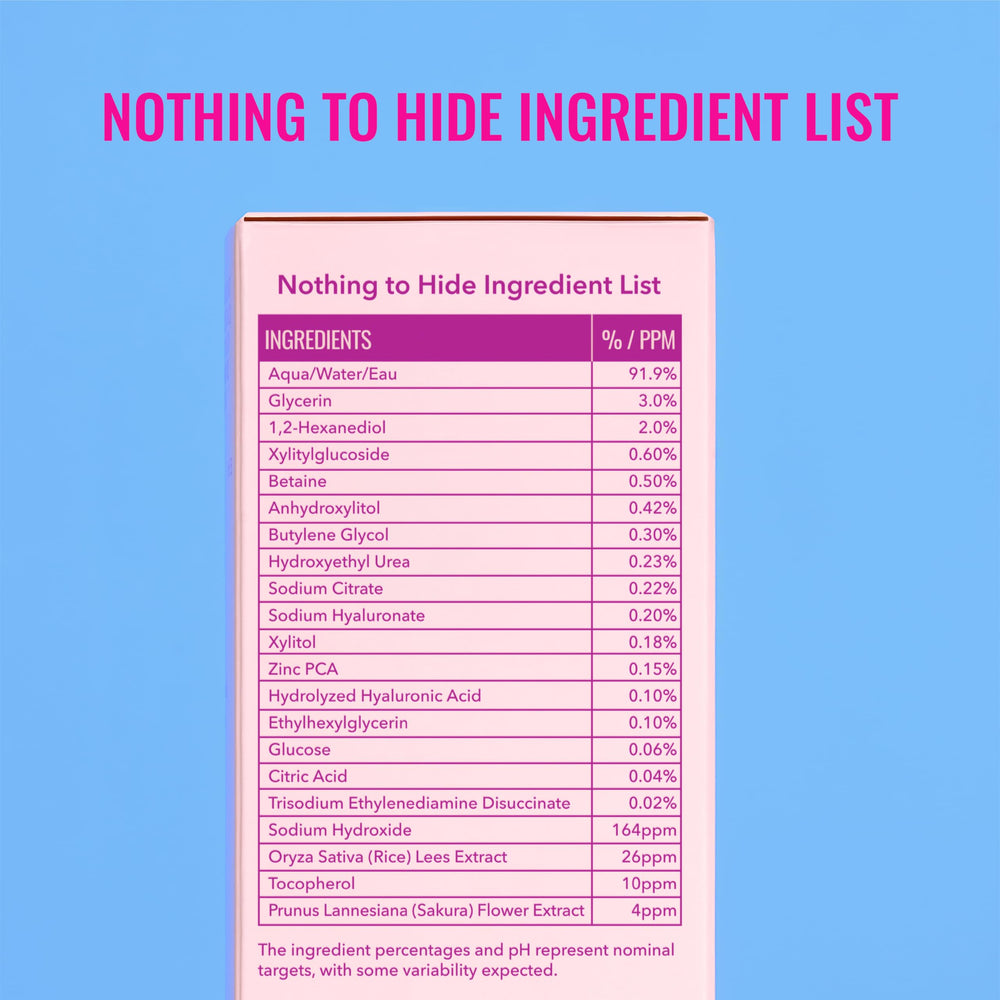 Clean labeling of Good Molecules Sakura Hyaluronic Acid Boosting Essence.
