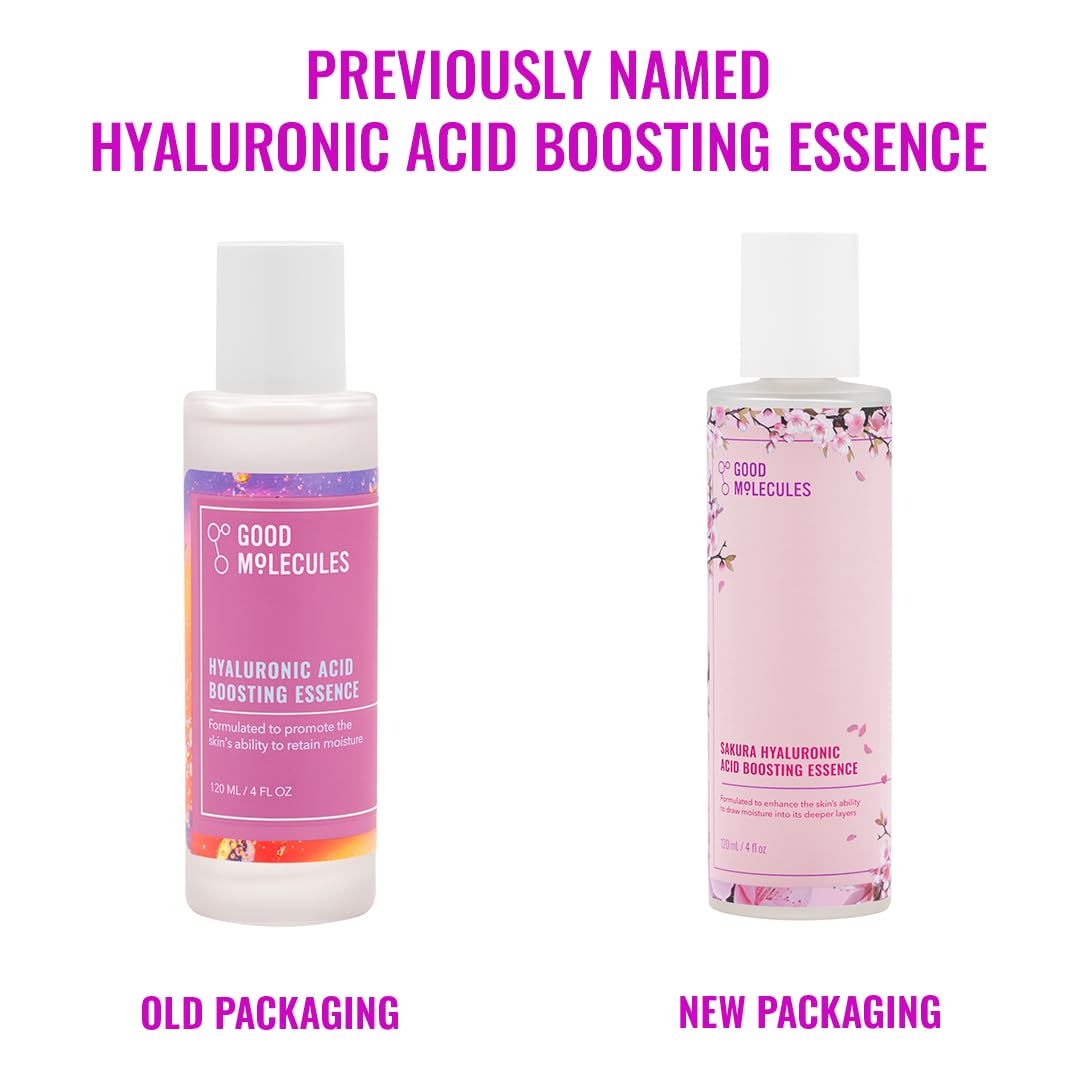 Travel-friendly 120ml bottle of Good Molecules Sakura Hyaluronic Acid Boosting Essence.