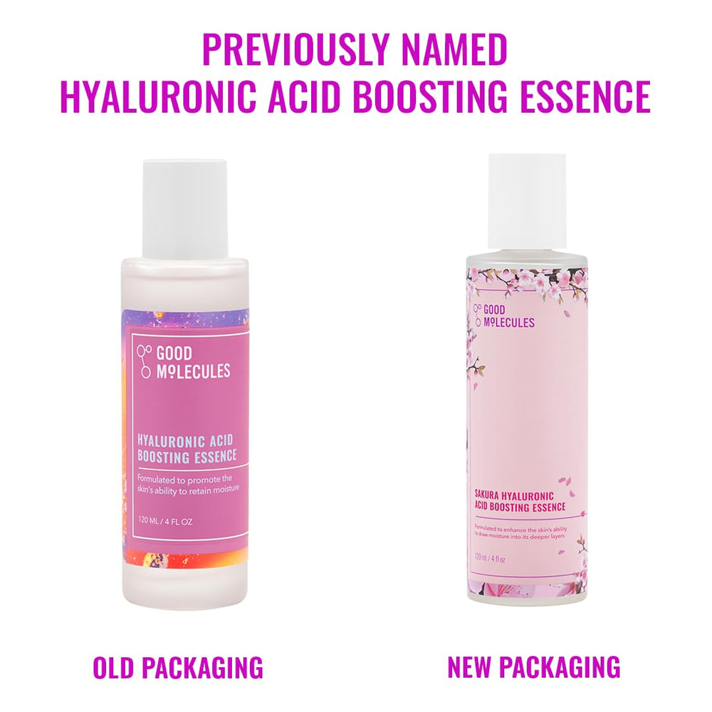 Travel-friendly 120ml bottle of Good Molecules Sakura Hyaluronic Acid Boosting Essence.