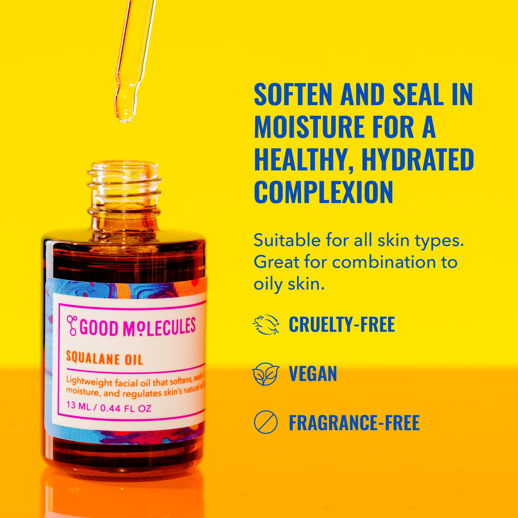 Close-up of the lightweight texture of Good Molecules Squalane Oil.
