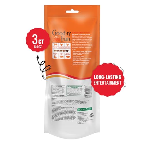 GOOD N FUN beef hide chew with layer close-up showing multi-flavor composition.