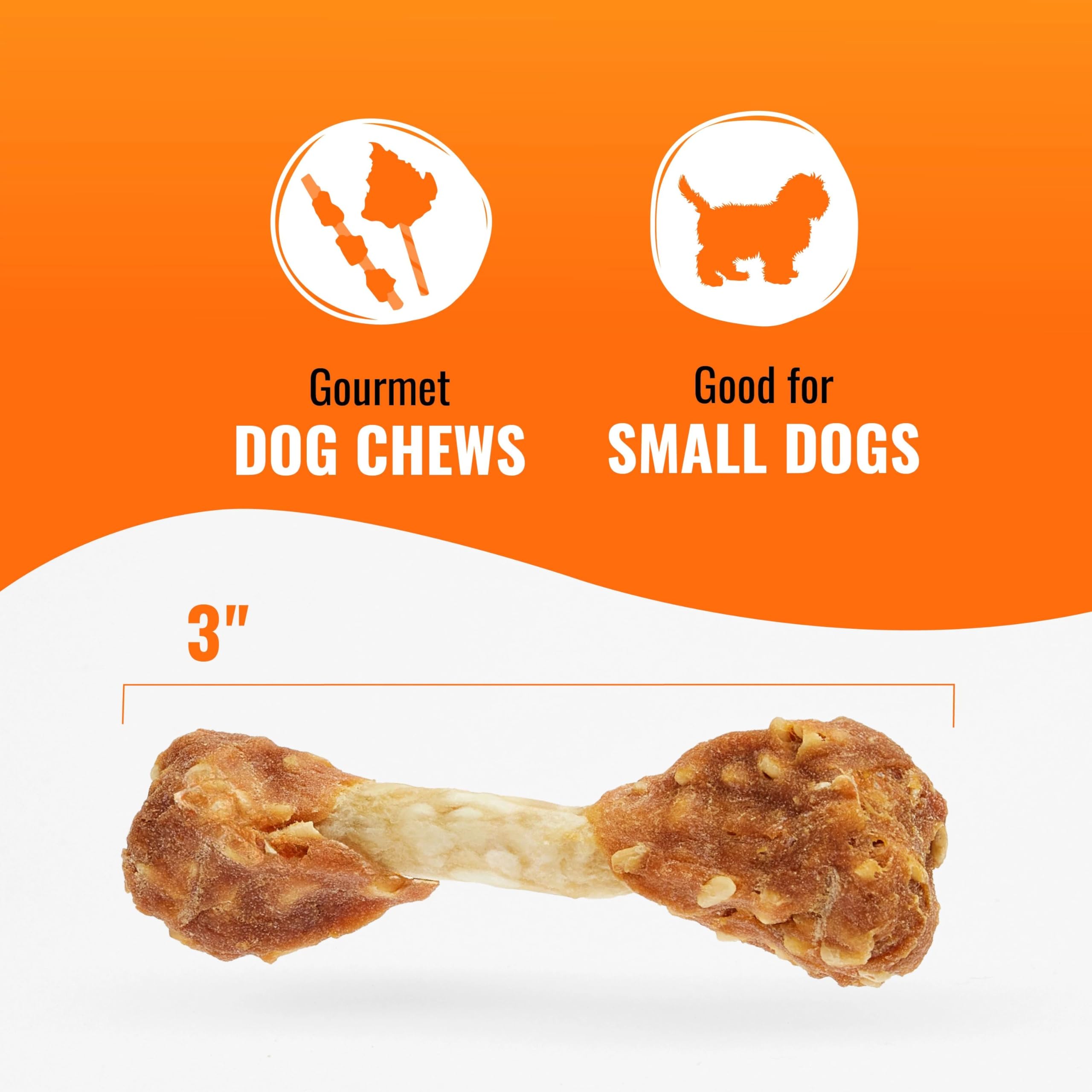 GOOD 'N' FUN dumbbell-shape chew with premium chicken on surface
