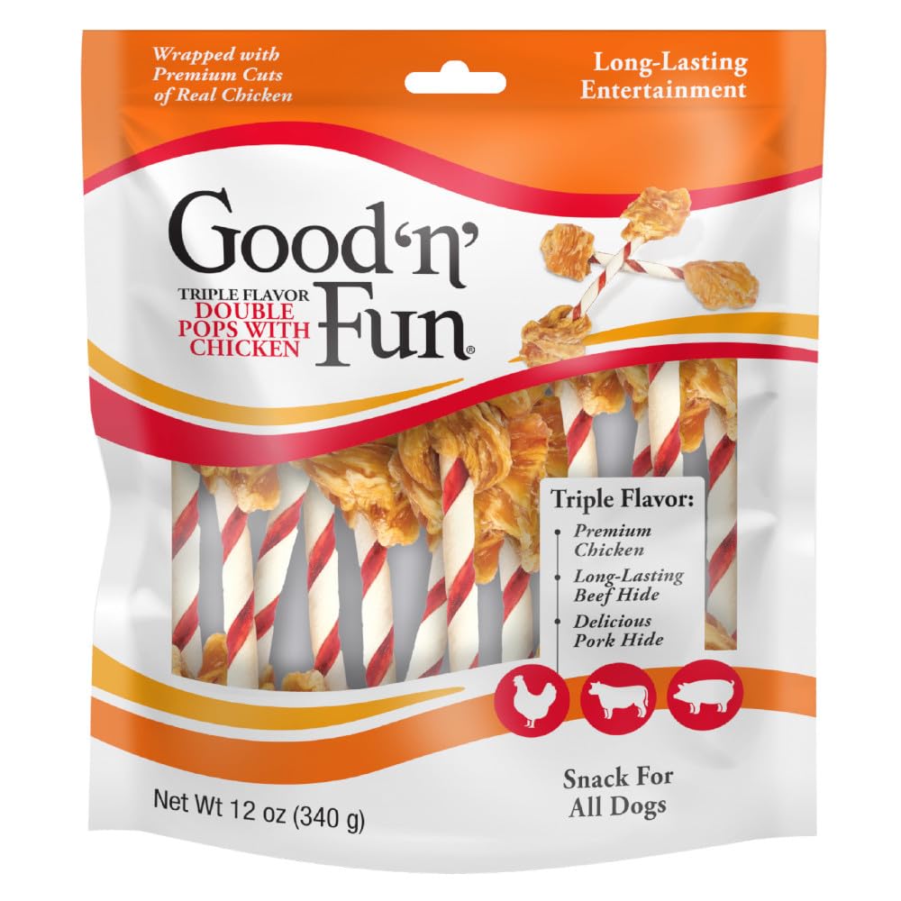 GOOD N FUN POULET ENROBE BOEUF PORC: friandise protéinée et longue durée pour chien.