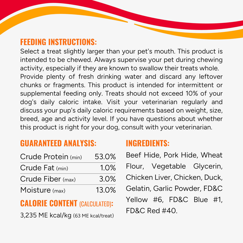 GOOD 'N' FUN chews suitable for dogs of all sizes with appropriately sized pieces.