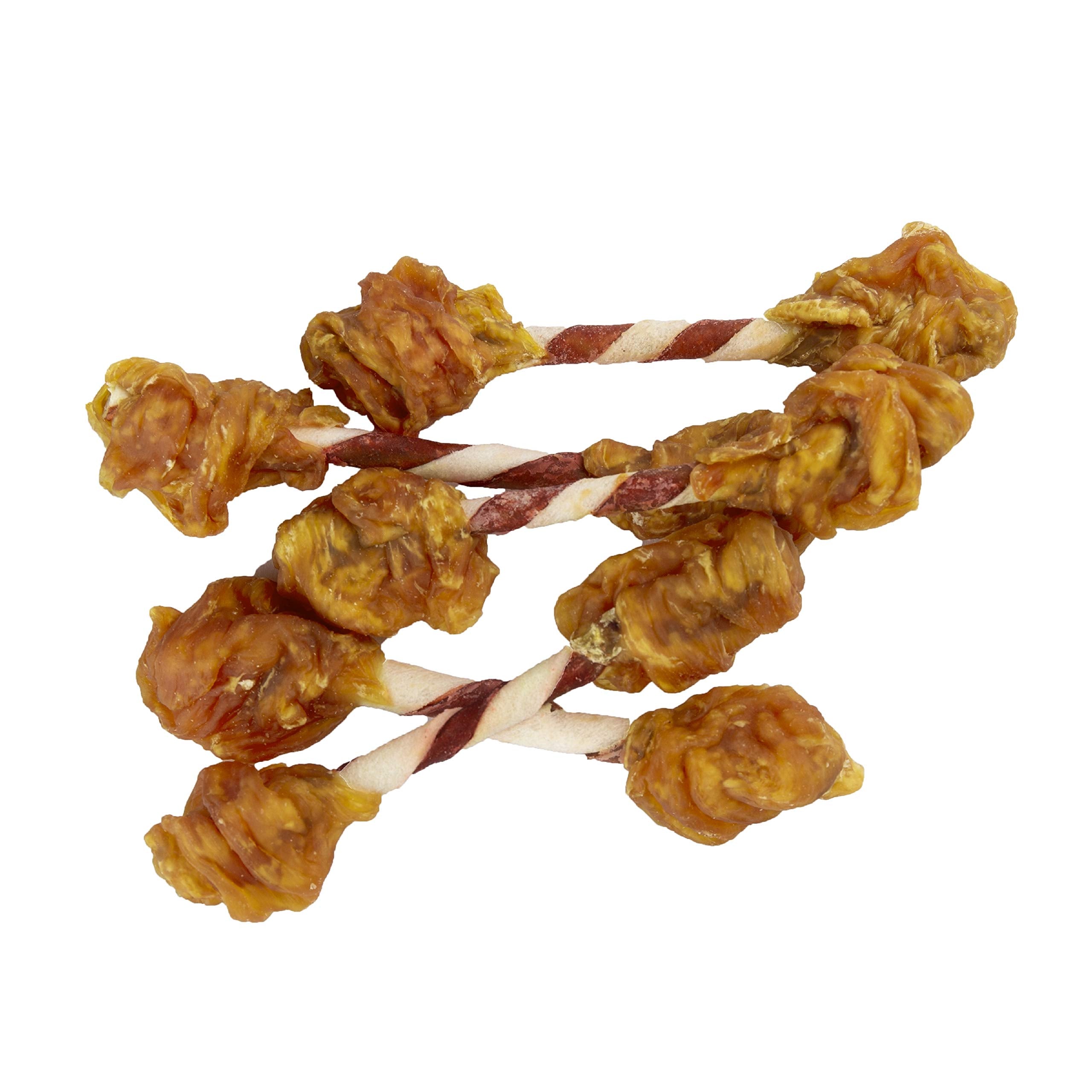 GOOD 'N' FUN Triple Flavor Double Pops texture close-up with chicken and hides.