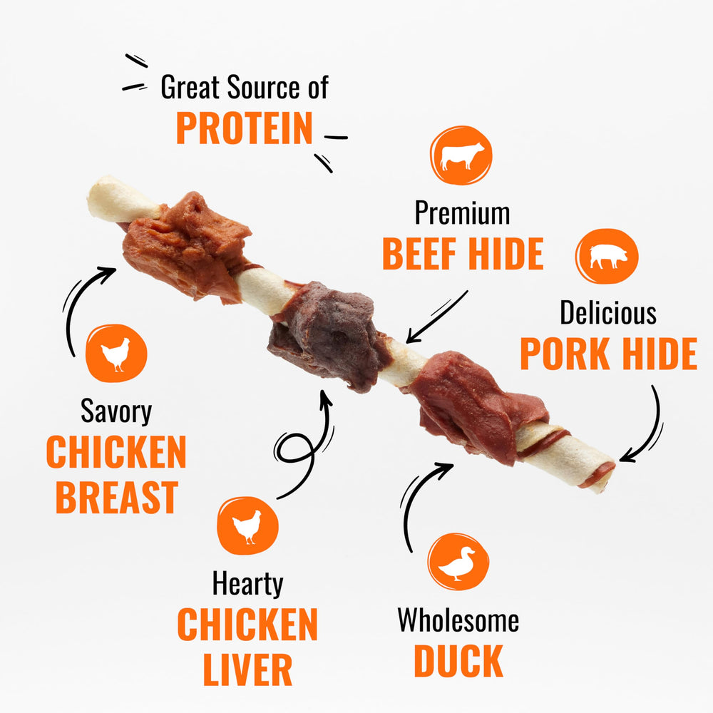 GOOD 'N' FUN Triple Flavor Kabobs chicken-liver wrap—savory bite for dogs.