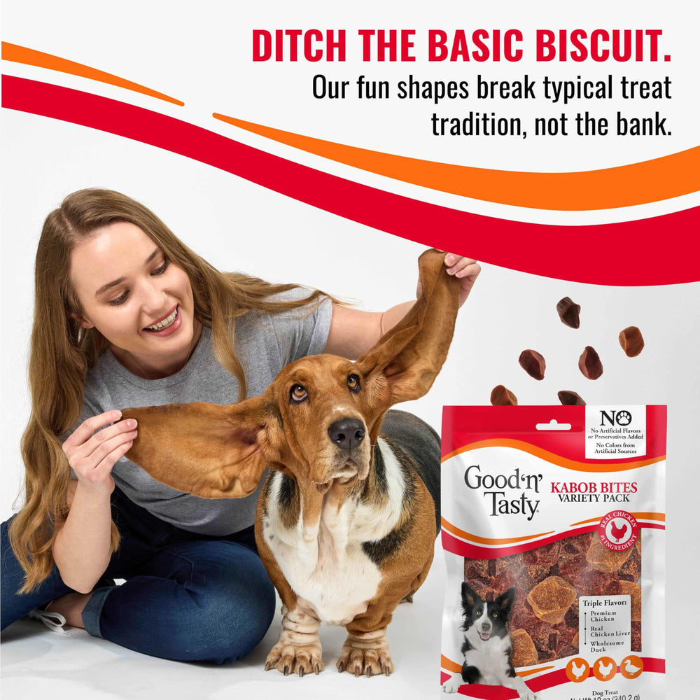 Good 'N' Tasty Kabob Bites kabob shapes – fun chew for dogs.