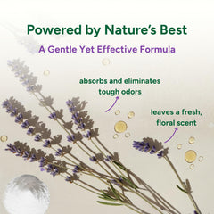 Good Natured Brand close-up reveals powder lifting dirt and pet hair.