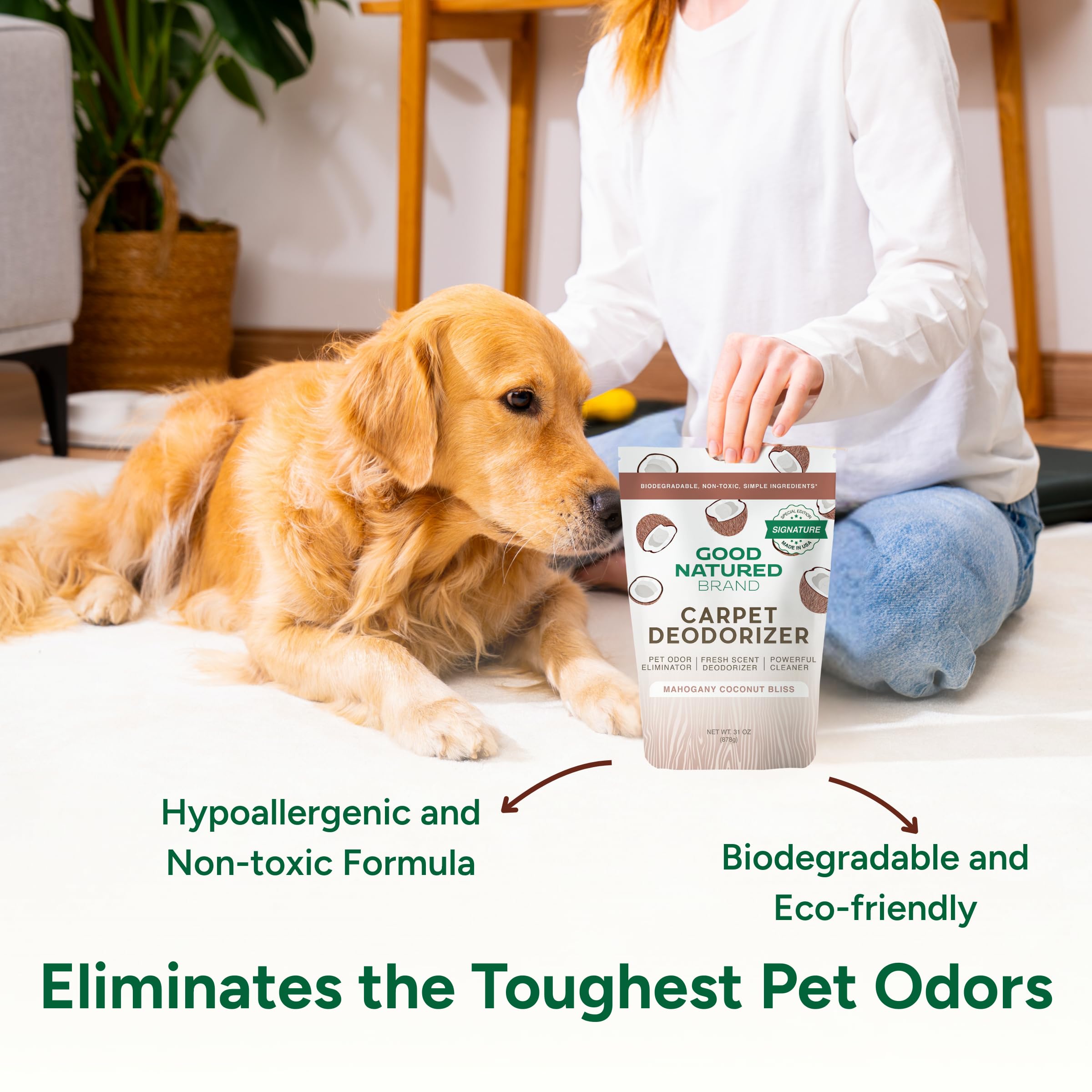 Good Natured Brand eco-friendly formula delivers deeper carpet cleaning.