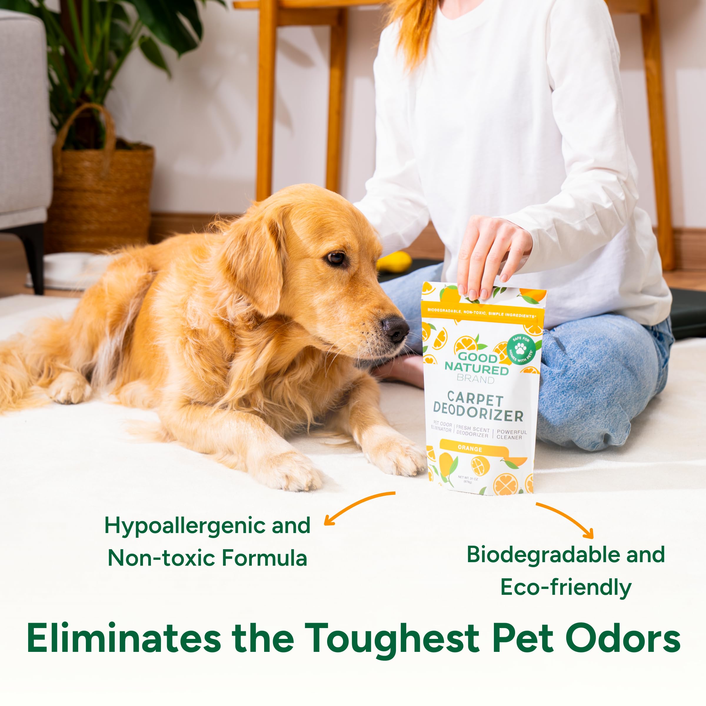 Good Natured Brand eco-friendly, USA-made cleaning product for homes with pets.