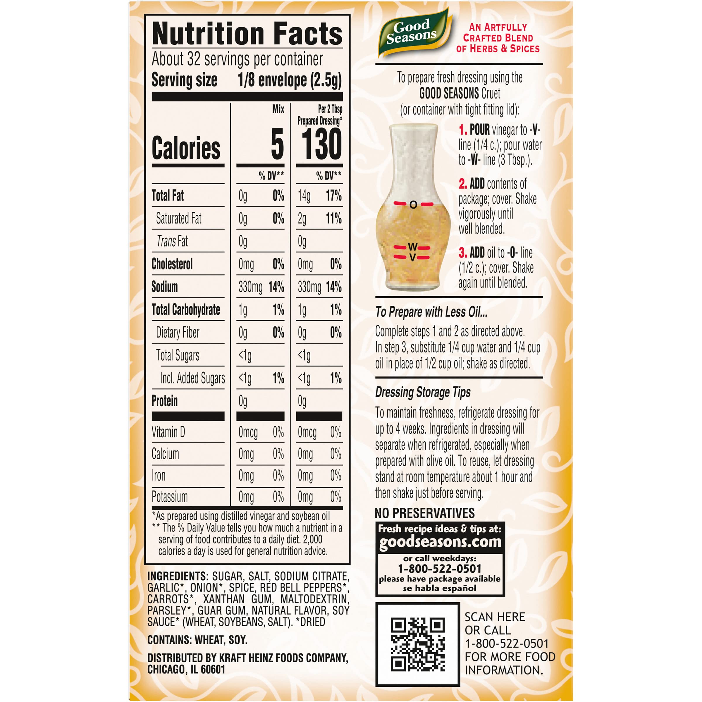 Good Seasons Italian Dressing packets, safety-sealed to preserve flavor